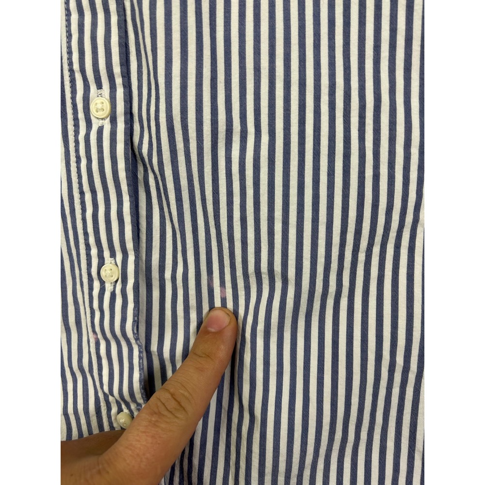 Coastal Preppy Old Navy Women S Blue White Striped Boyfriend Button Down Shirt - Picture 5 of 13
